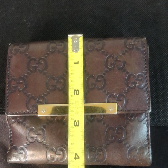 GUCCI Guccissima GG Brown Lambskin Bifold Wallet With Billfold & Coin Section - Picture 7 of 17